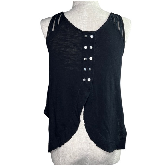 Free People Women’s Black Etheral Daze Ginger Hi Low Cutaway Tank Top XSmall - Picture 3 of 7